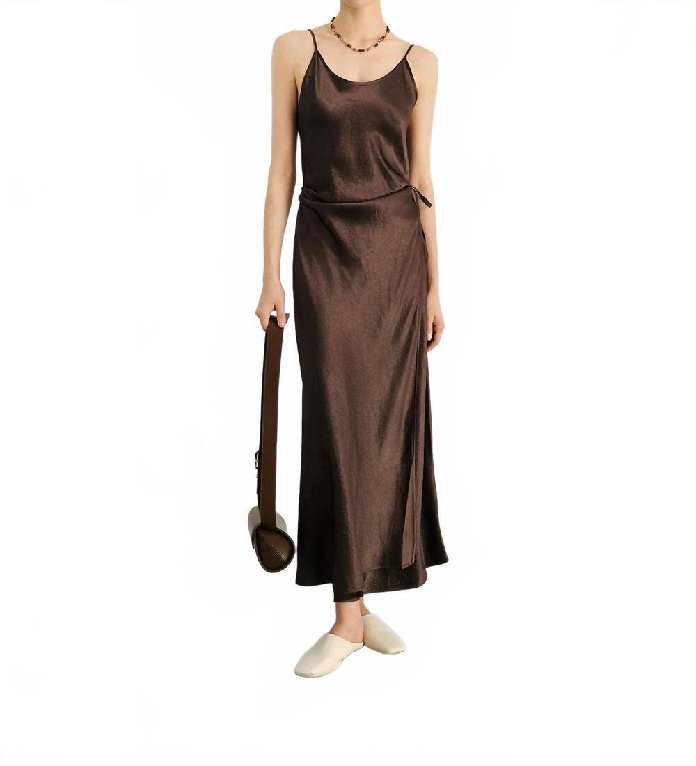 NEW MEILLEUR MOMENT pure acetate slip dress in brown